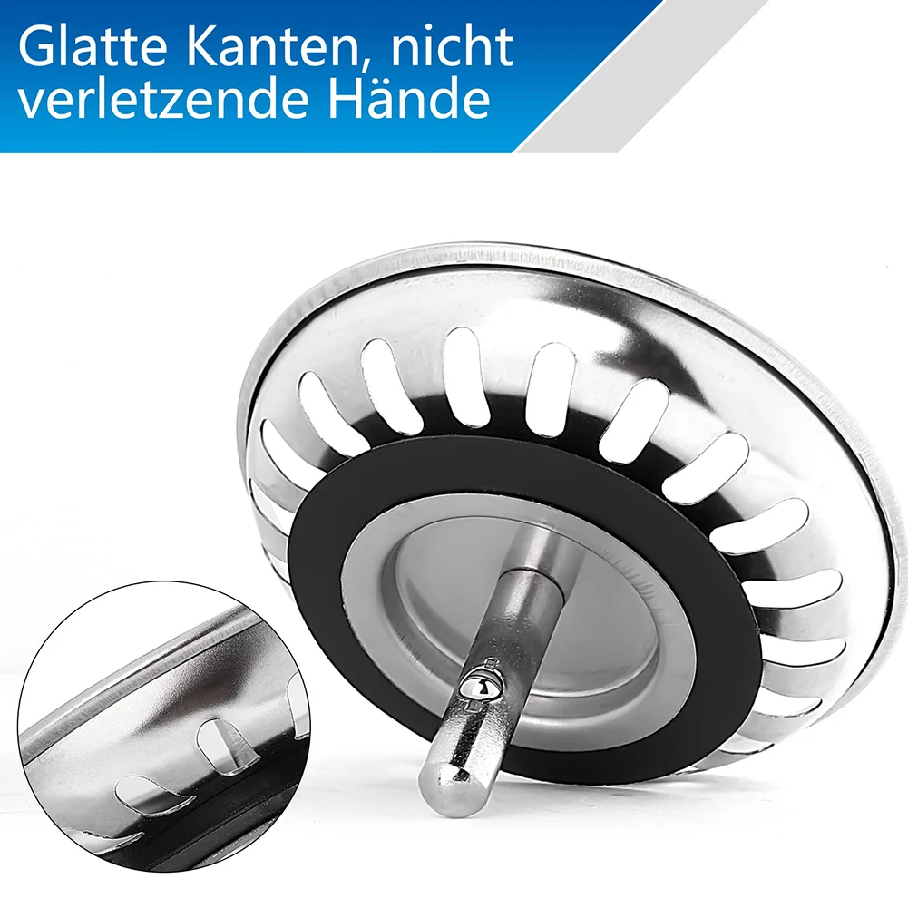 Colador de fregadero de cocina, tapón de agua de acero inoxidable 304, 80/82/84MM, tapón de filtro de agua para fregadero de baño, accesorios para lavabo