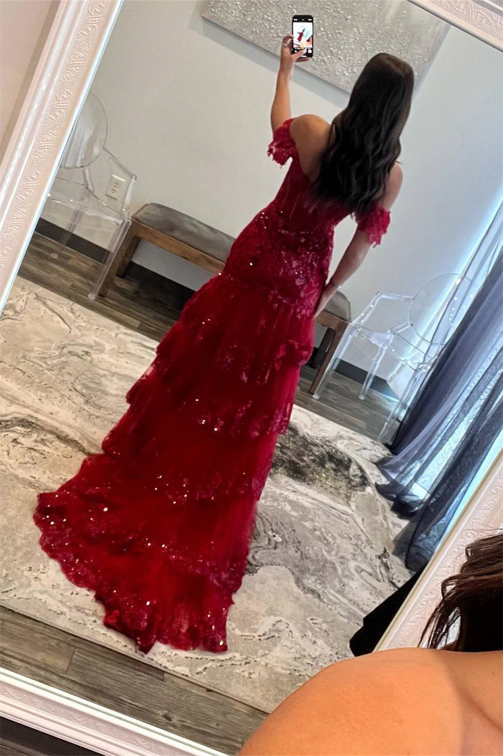 Annie Red Bride Prom Dresses Luxury Mermaid Sequins Evening Dresses Formal Wedding Party Dress Robes De Soirée Customized