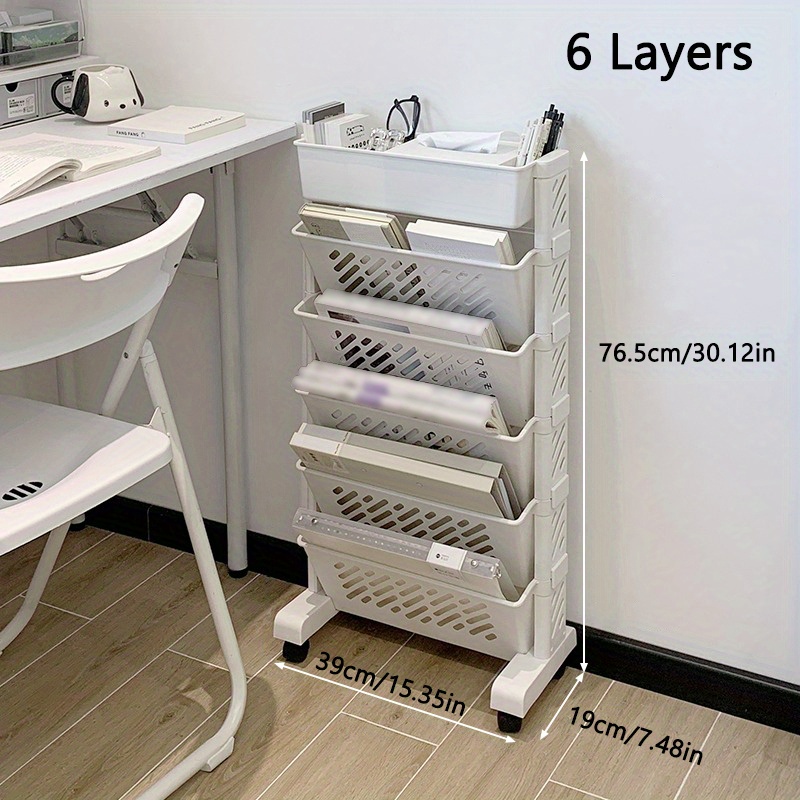 Organizador móvel de plástico com rodas |     Prateleira multicamadas para livros/escritório/sala de aula