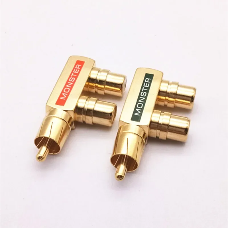 Lotus chapado en oro de cobre uno dividido en dos RCA macho a 2rca hembra convertidor de señal de Audio Cables convertidores de cabeza Rca3
