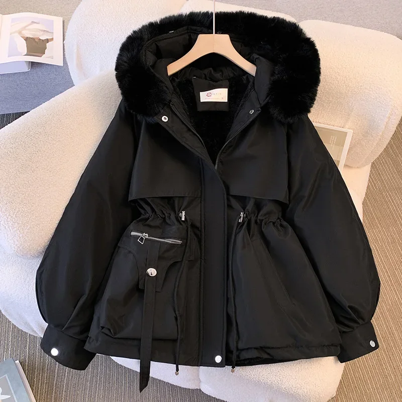Parka de invierno para mujer, versión coreana, Chaqueta de algodón cálida de terciopelo para mujer, ropa de abrigo fina con temperamento 2024