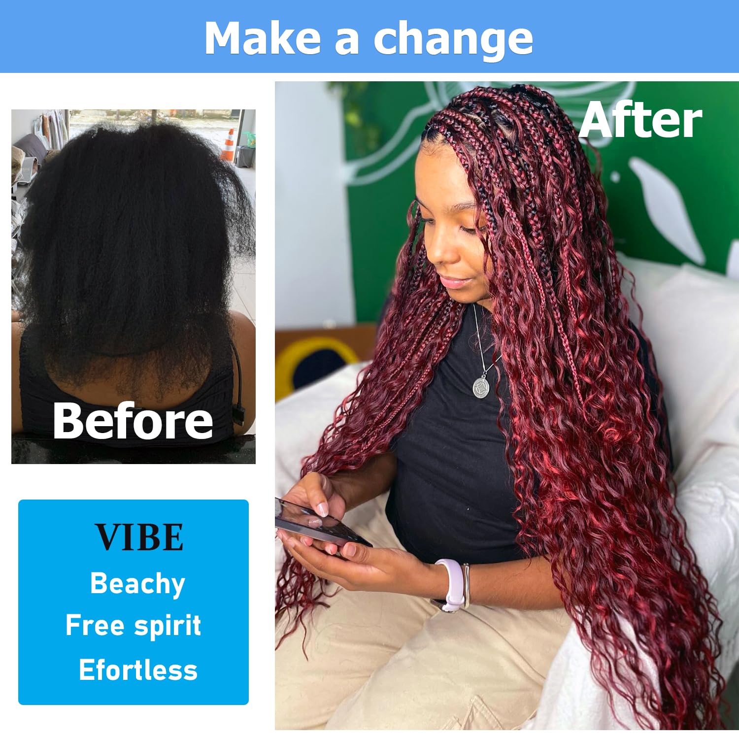 Bordeaux 99J #   Bulk Echt haar Geen inslag 1 bundel 50g Diepe golf Echt haar Bulk voor vlechten 10A Krullende extensions voor Boho-vlechten