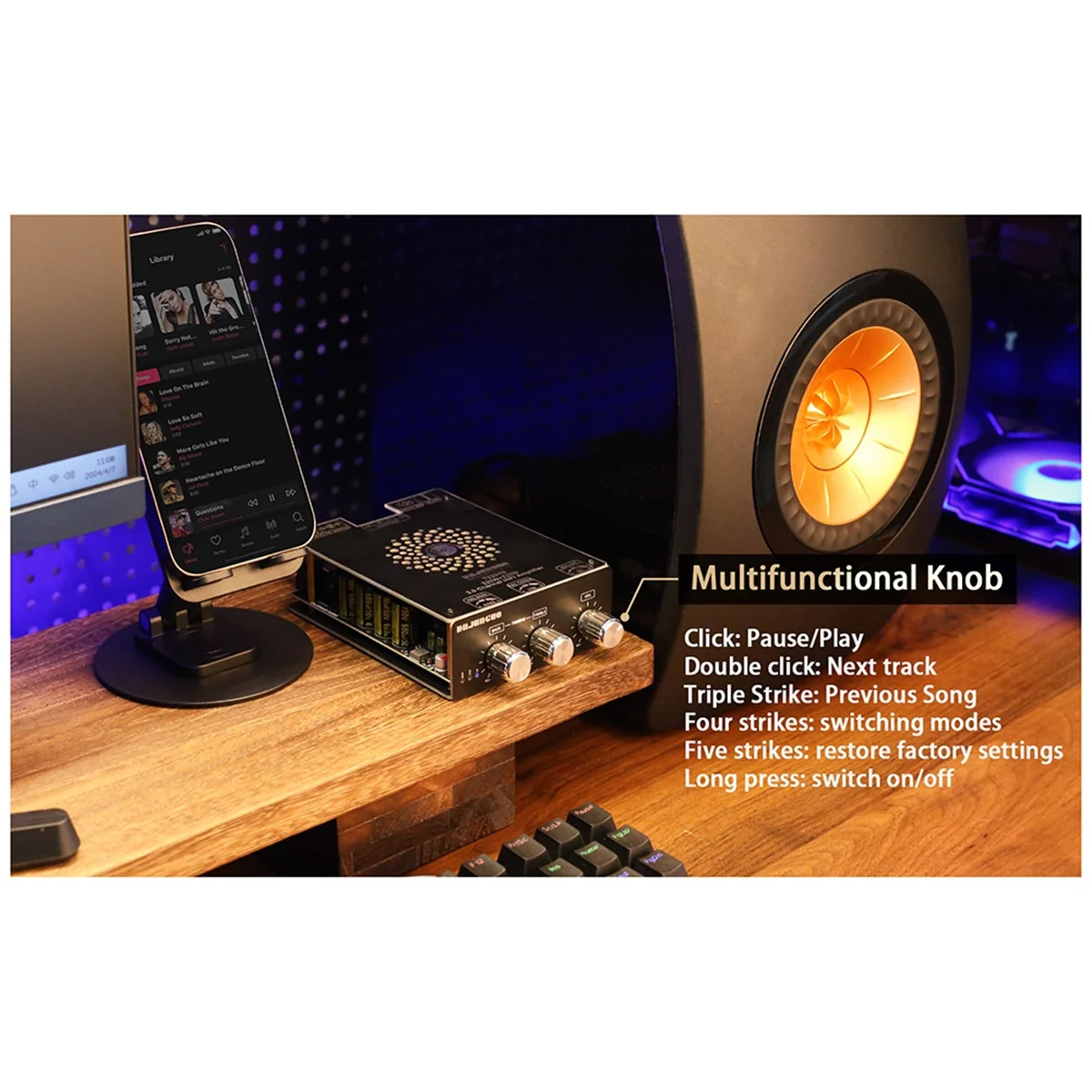 DAJUNGUO T220HS Bluetooth Amplifier Board 220W+220W Stereo Channel HiFi Amplifier TPA3251 Bluetooth 5.2 Audio Module