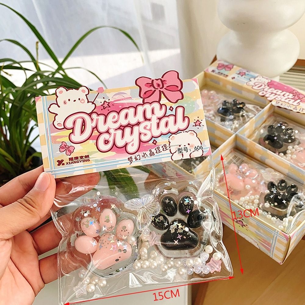 Mini Cat Paw Pinch Toy Slow Rebound Transparent Cube Stress Relief Toys Blingbling Squeeze Toy Kids