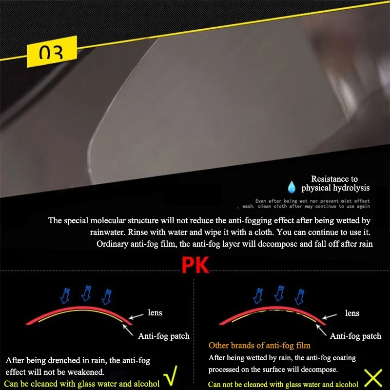 Espejo para casco de motocicleta, película impermeable, pegatina antiniebla, pegatina Universal de alta definición, accesorios para motocicleta