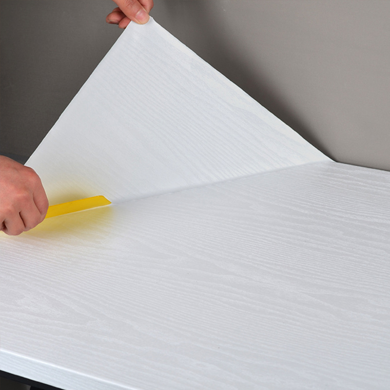 Nguyên Chất Trắng Vân Gỗ Tự Dính Giấy Dán Tường Tủ Quần Áo Nhựa PVC Chống Thấm Nước Vinyl Phòng Ngủ Tủ Đồ Nội Thất Cửa Đổi Mới Decal Dán Tường