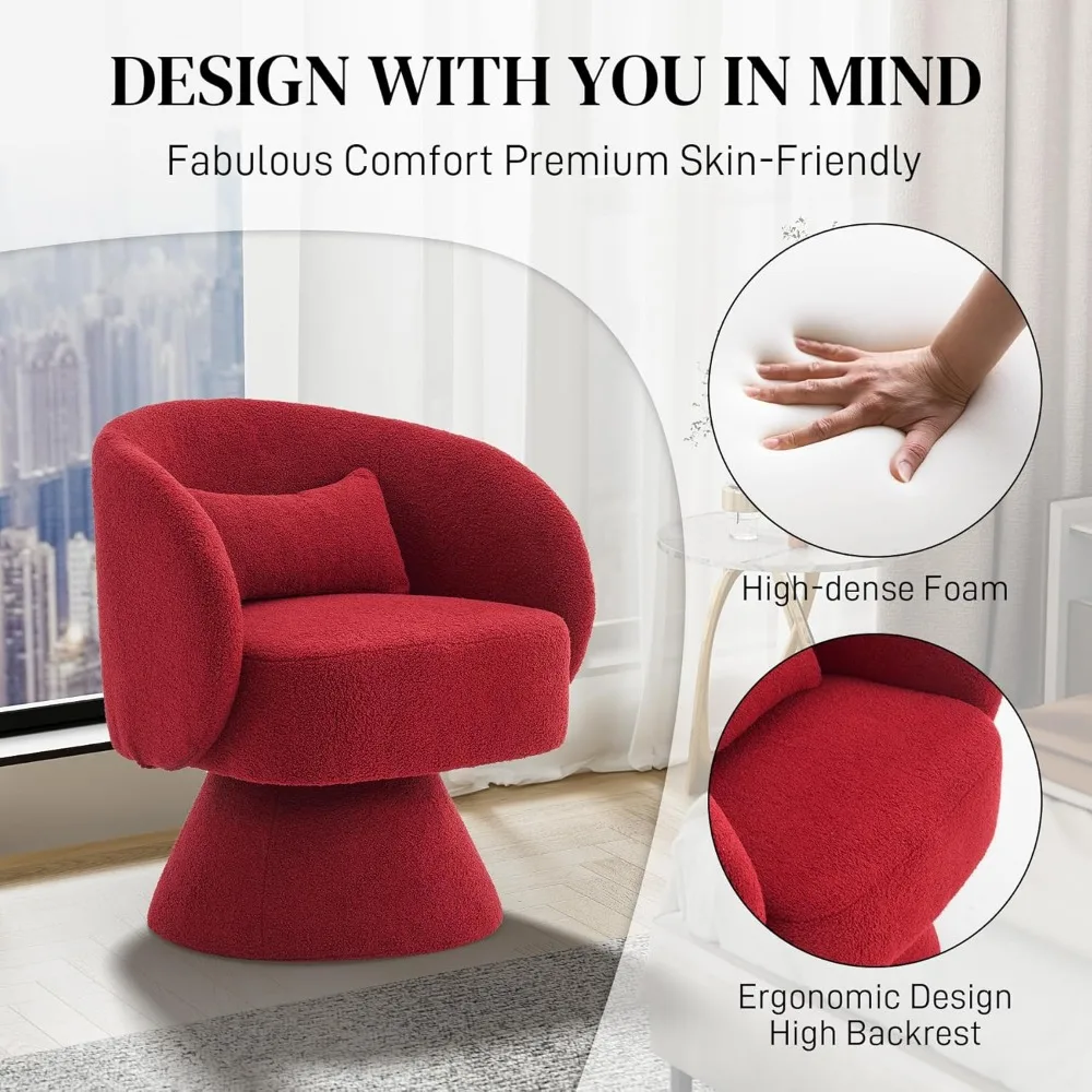 Swivel Barrel Chair Set of 2, Upholstered Swivel Cuddle Accent Chairs for Living Room, Comfy 360 Degree Modern Small Round