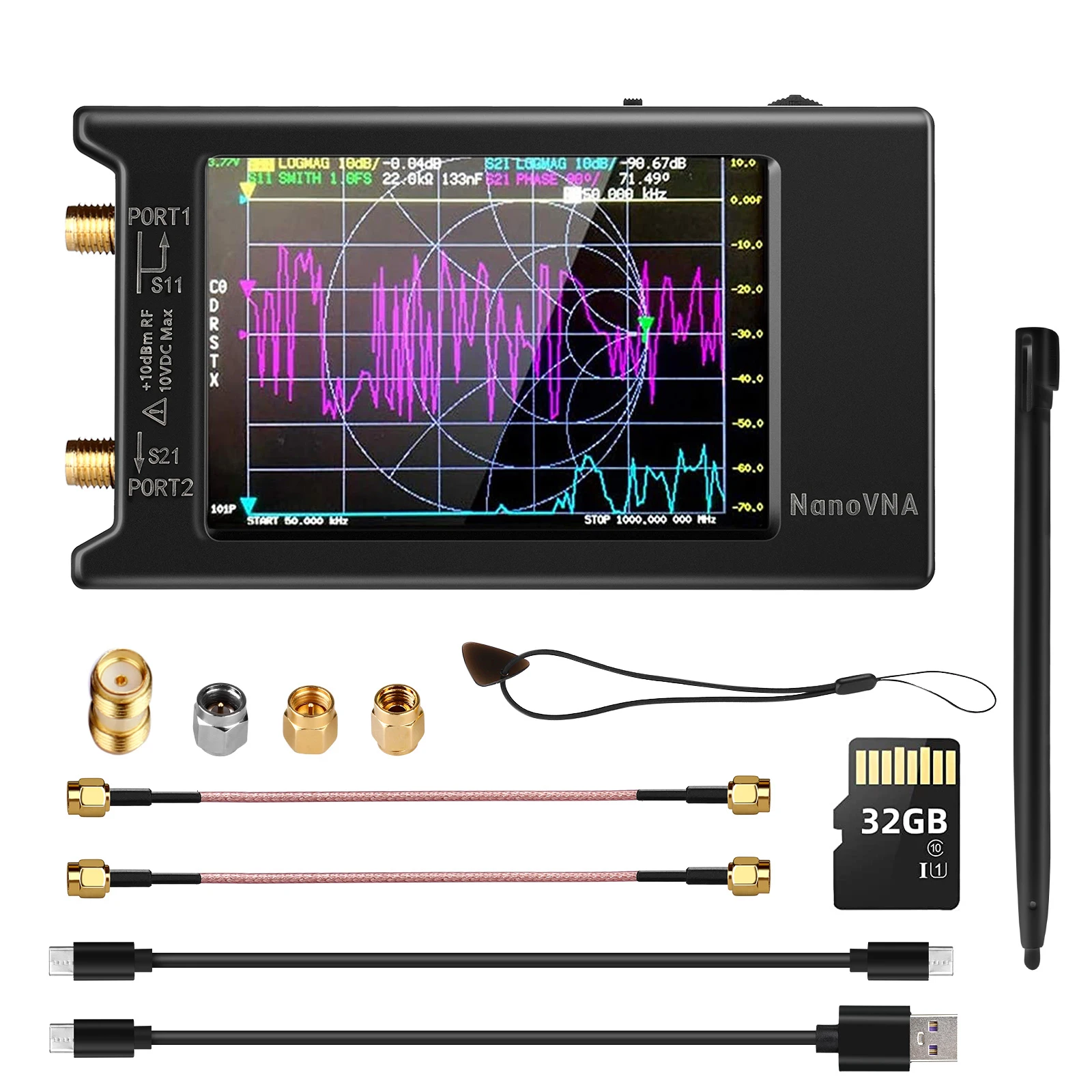 Analizador de espectro NanoVNA-H4 2,8/4 "analizador de antena de red vectorial 10KHz-1,5 GHz MF HF VHF UHF sintonizador de antena nano vna NanoVNA-H