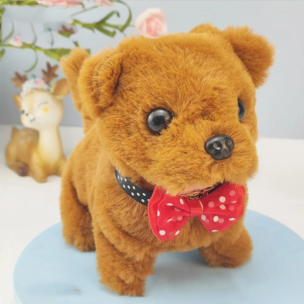 Funny 18CM Simulation Puppy Interactive Brown White Grey Cute Dog Robot Wagging Plush Toys For Kids