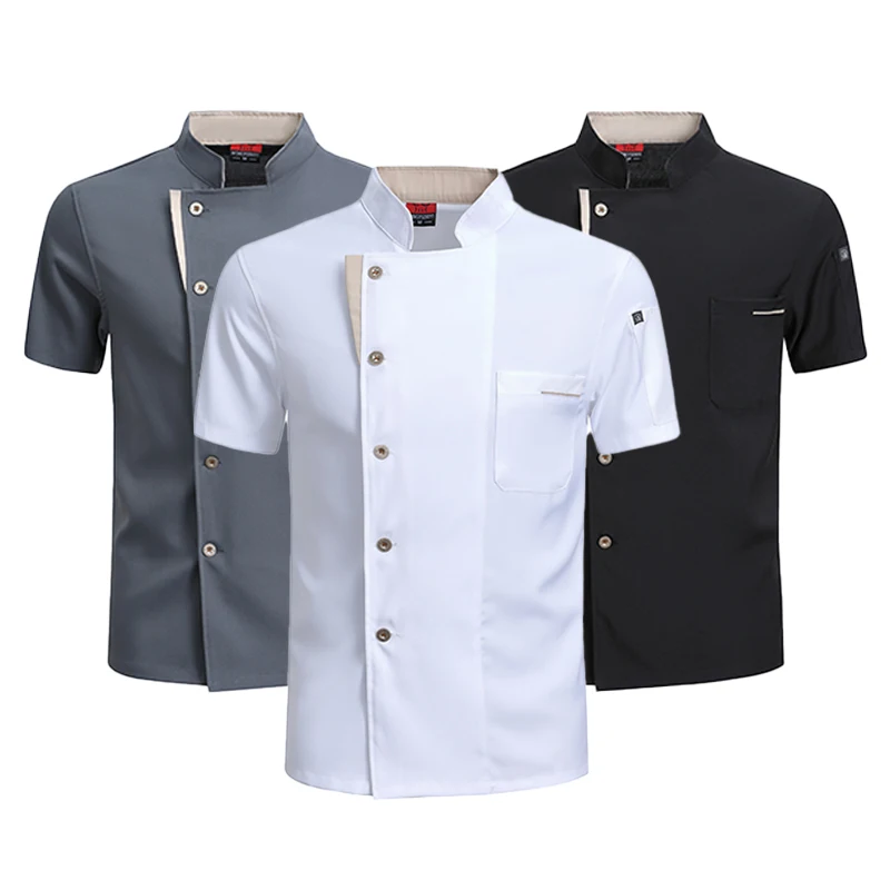 Sommer-Kochjacke, Restaurant, Küchenchef, Arbeitsuniform, Kellner, weißes Hemd, Kochkostüm, Friseur, Catering, Bäckerei-Overall