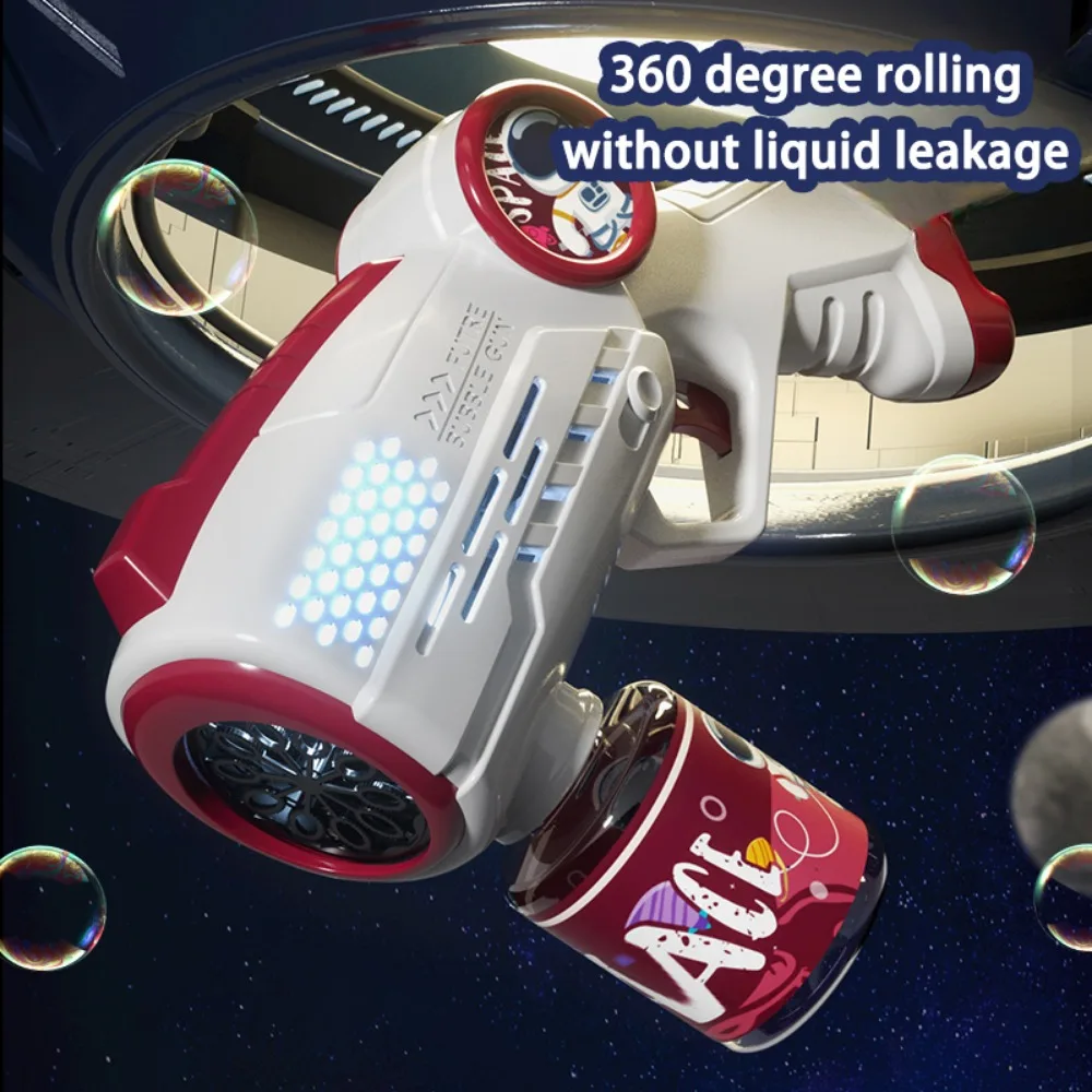 Pistola de burbujas de jabón espacial eléctrico, máquina automática de burbujas, luces, astronauta, juegos al aire libre, parque, juguetes para niños, regalo
