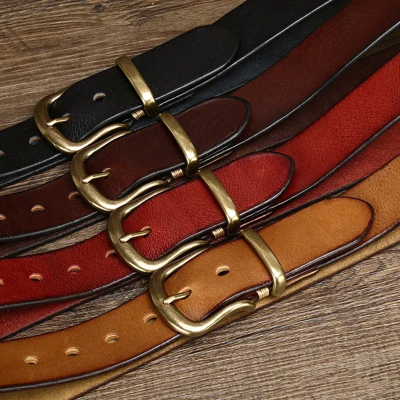 Cinturón de piel de vaca para hombre, cinturón masculino de diseñador de lujo, correa de cuero genuino, Pin fajas con hebilla