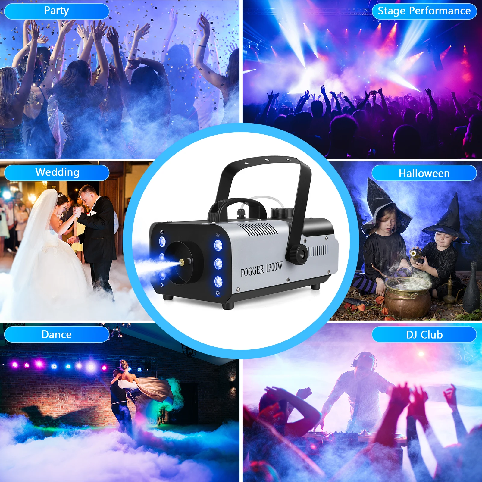 Somspot 1200W RGB LED Rook Rookmachine Haze Generator Op afstand bestuurbare rookmachine Podiumeffectapparatuur voor DJ Disco Party