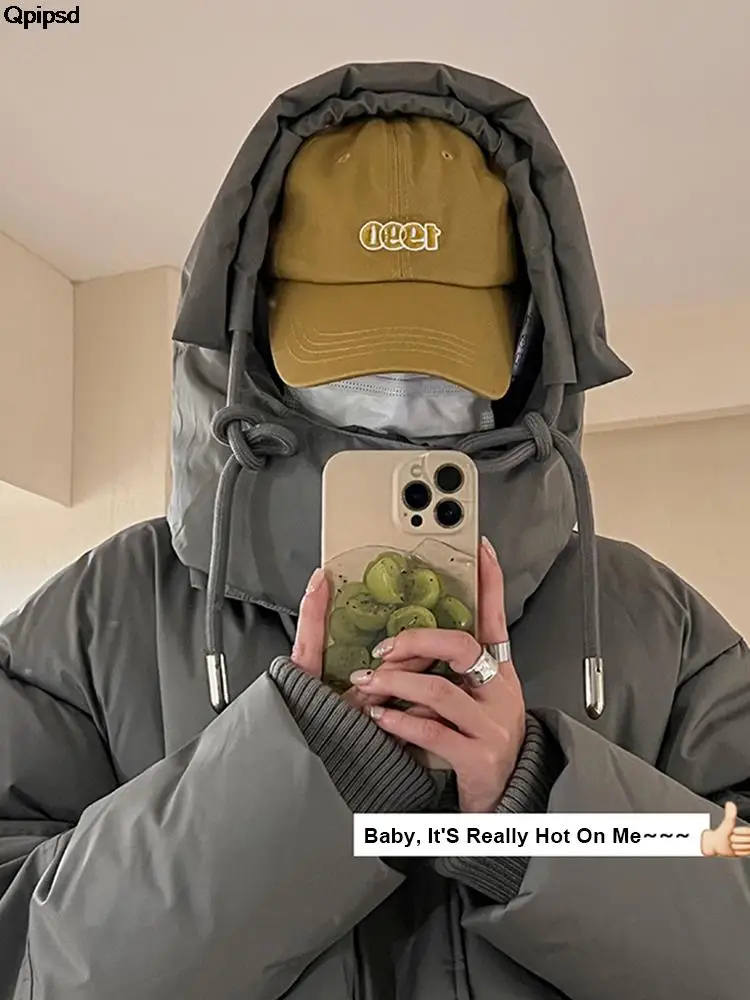 Casaco de inverno acolchoado feminino ao ar livre 2025 novo algodão com capuz sólido grosso parka impermeável inchado moda coreana