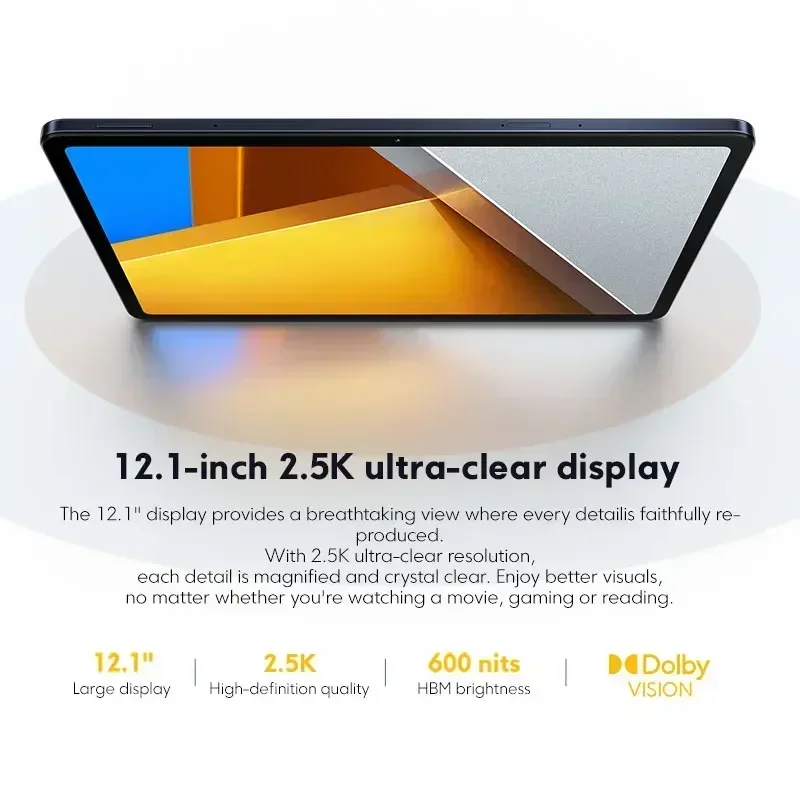 POCO Pad Global Version Snapdragon 7s Gen 2 Quad-luidsprekers 33W snel opladen 10000mAh batterij 12,1” 120Hz 2,5K display