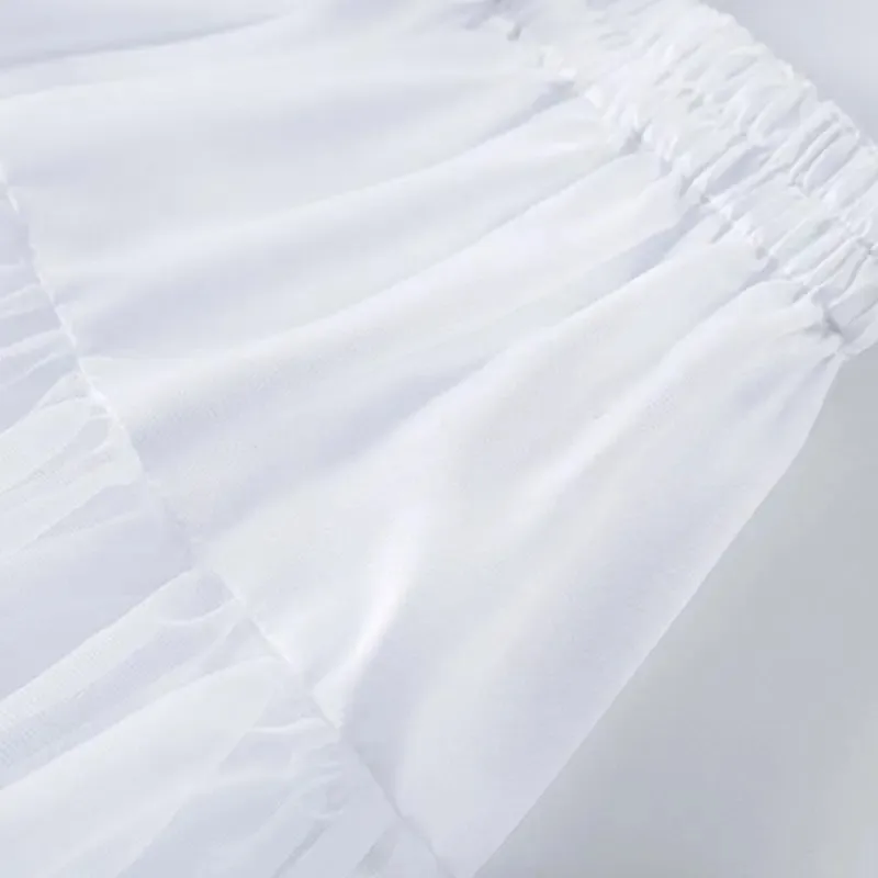 Sottoveste corta con volant da donna e ragazza, gonna tutù a bolle soffici e soffici, sottogonna gonfia e mezza scivolata, sottogonna in crinolina, senza cerchio