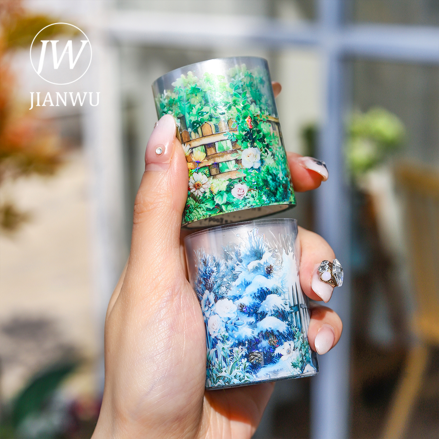 JIANWU 50mm * 200cm 정원 울타리 문학 꽃 조경 애완 동물 테이프 크리 에이 티브 DIY 저널 콜라주 재료 저널링 용품