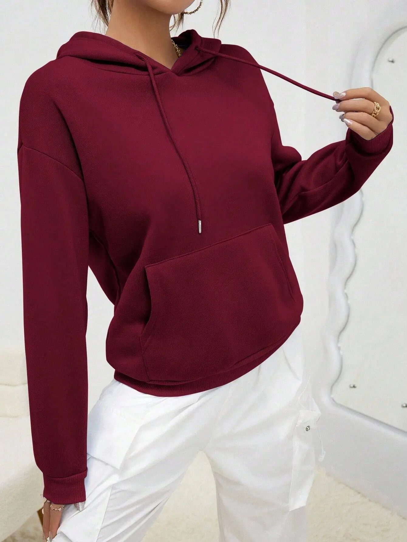 Effen Kleur Hoody Voor Vrouwelijke Herfst Modieuze Kleding Casual Fleece Pocket Hoodies Multicolor Unisex Vrouwen Streetwear