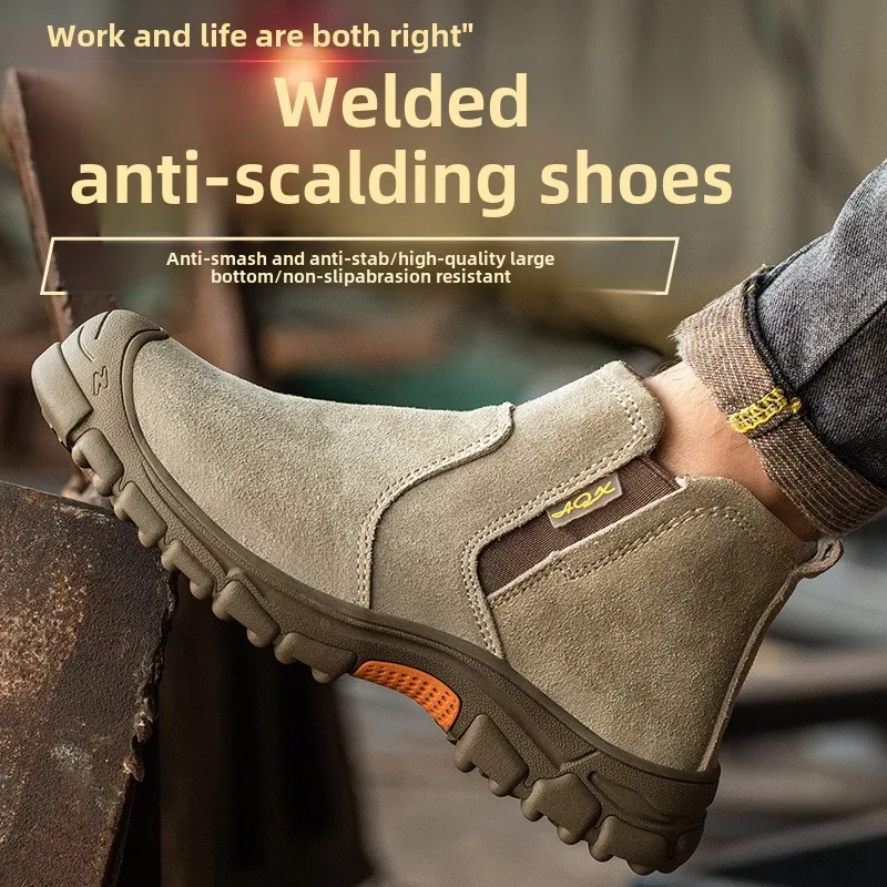 Labor Protection Shoes for Men Anti Smashing and Anti Piercing Welding and Anti Scalding Construction Site Shoelaces Steel Toe