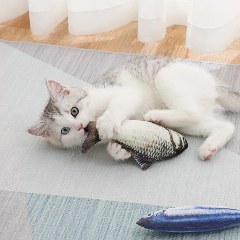 Electric Moving Fish Cat Toy Realistic Flopping Fish Dog Toy Plush Interactive Cat Toy for Indoor Cats Exercise