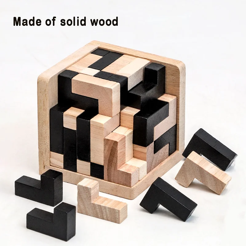 Puzzle cubo 3D Luban ad incastro Creativo Giocattolo educativo in legno Cervello lQ Mente Gioco di apprendimento precoce Regalo per bambini Lettera 54L