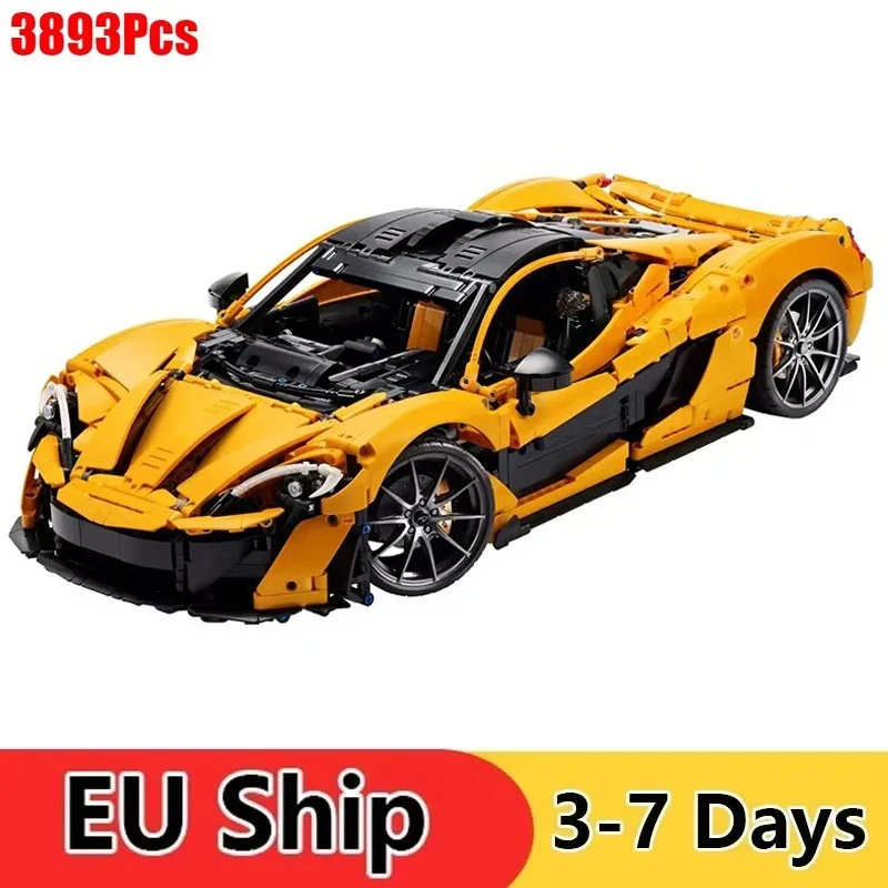 Décennie s de construction de voitures de sport jaunes pour adultes et enfants, briques d'assemblage, modèle de jouets, cadeaux de Noël, compatibles, 3893, 42172 pièces