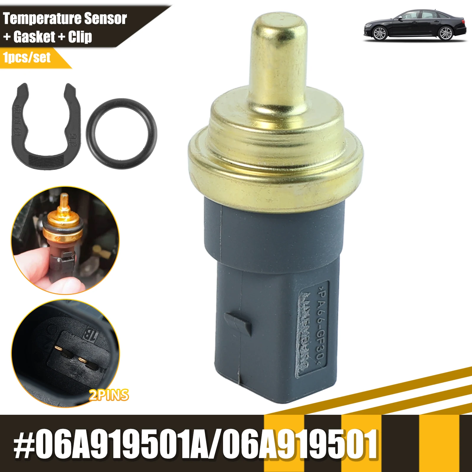 06A 919501 Un Sensor de temperatura del refrigerante del motor con junta tórica para Audi A3 A4 A5 A6 VW GOLF Seat Skoda 06A 919501   06A 919 501A 06A 919 501
