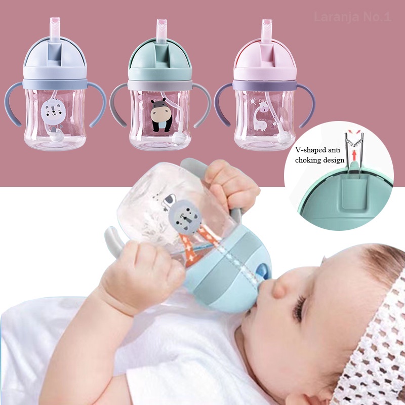 Bottiglia da 250 ml simpatico cartone animato Tazza per bambini Bottiglia per bambini Modello animale Tazza da allenamento Ragazzi e ragazze Tazza di paglia Invertita senza perdite
