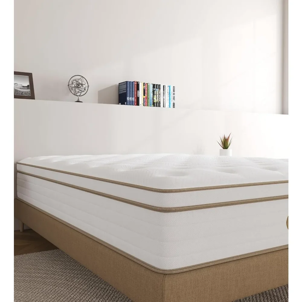 Full Size Mattress, 12 Inch White Full Mattress in a Box, Memory Foam Individually Pocket Coils for Pain Relief,Sweet Sleep