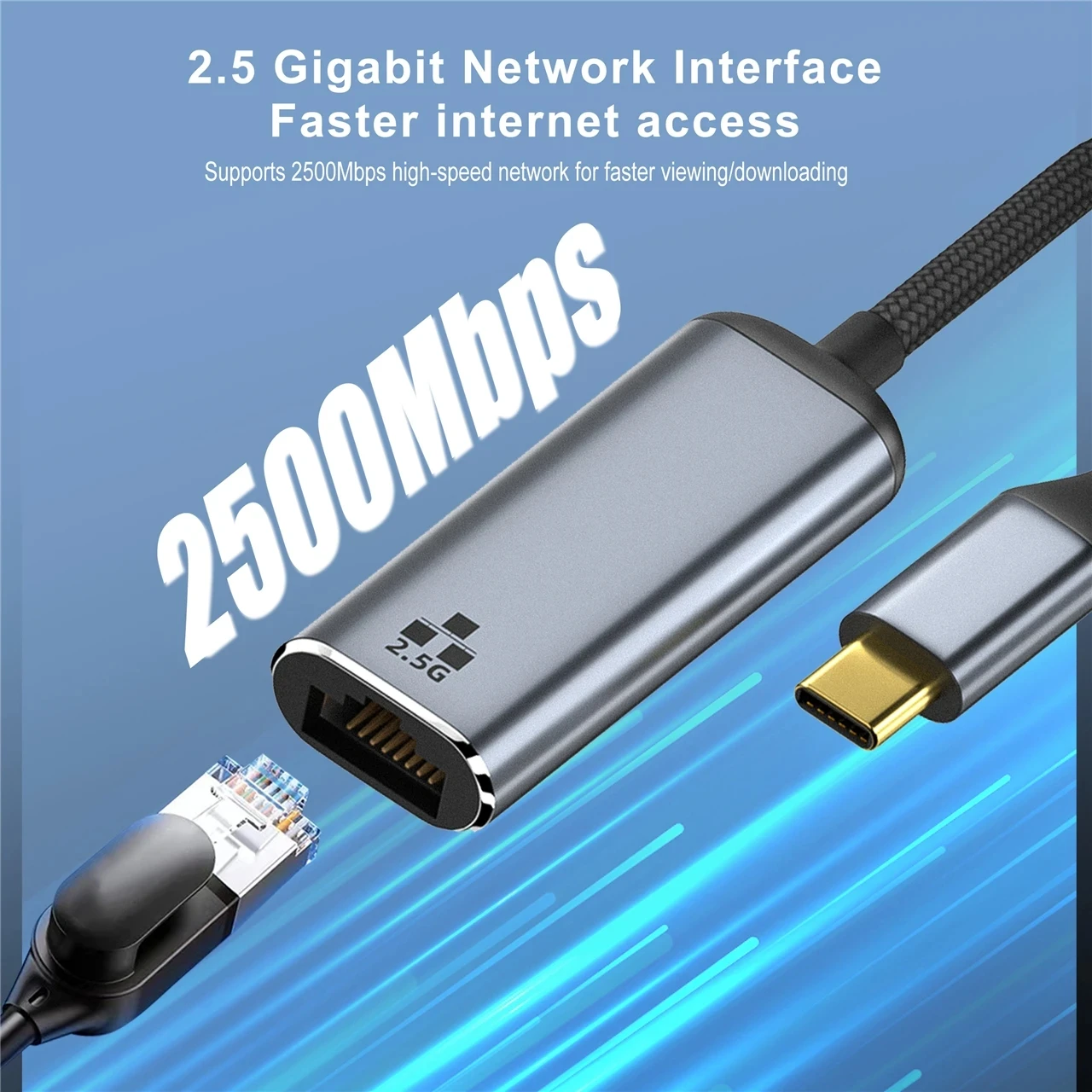 Adaptateur Ethernet USB 2500, 2.5 Mbps, 2.5G, 3.0 Gigabit, Type C vers Lan RJ45, Carte réseau pour MacPle, iPad Pro