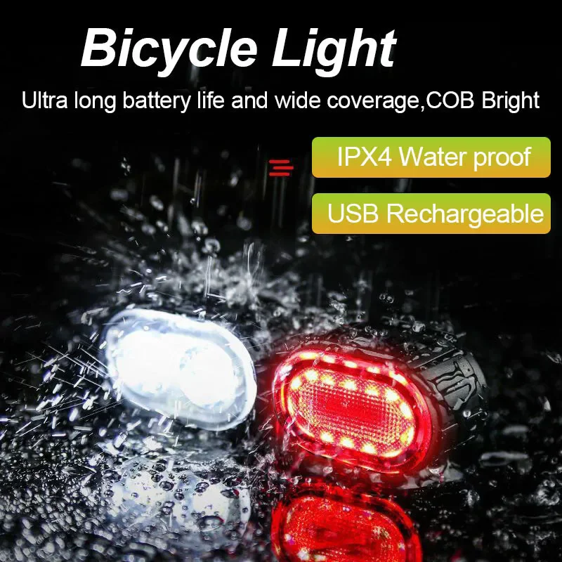 Luces delanteras y traseras para bicicleta, linterna USB recargable para iluminación de bicicleta, accesorios para linterna delantera/trasera/juego