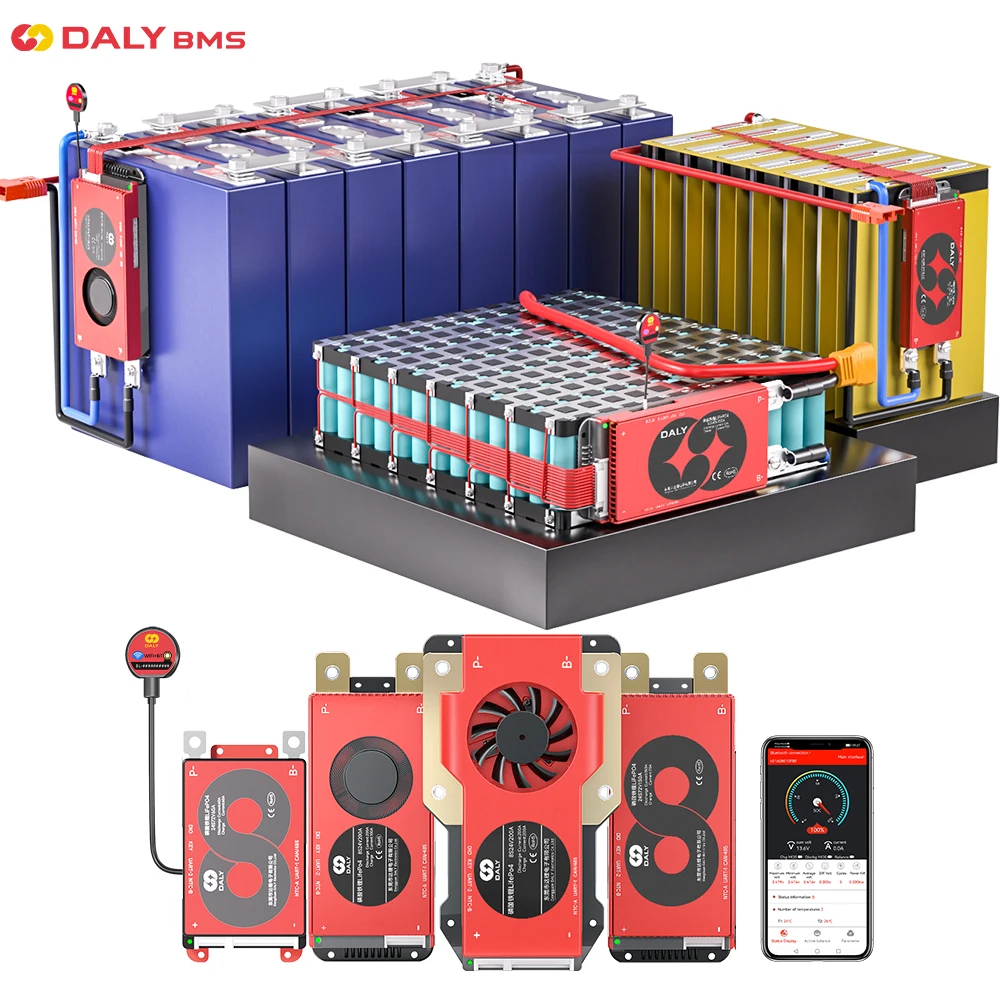 Daly BMS Smart BMS LiFePo4 4S 12V BMS 8S 24S 72V 48V 16S 40A 60A 100A 150A 200A 250A 300A 3,7 V Li-Ion BMS 7S 13S 14S 3,2 V BMS