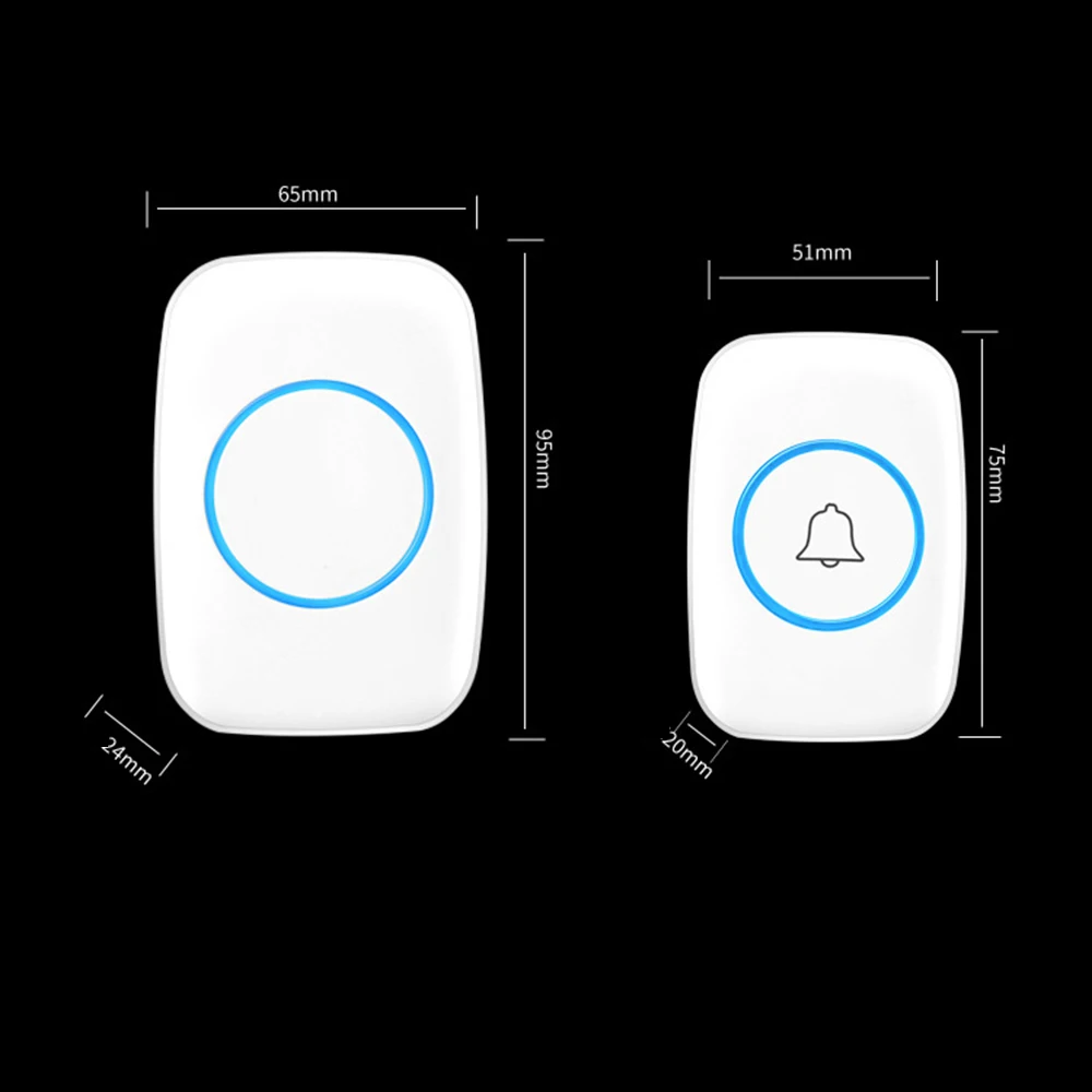 Mini A10 DC แบตเตอรี่ไร้สายกันน้ํา Doorbell 300M Remote 60 Chimes ไร้สายบ้านไร้สาย Call Bell