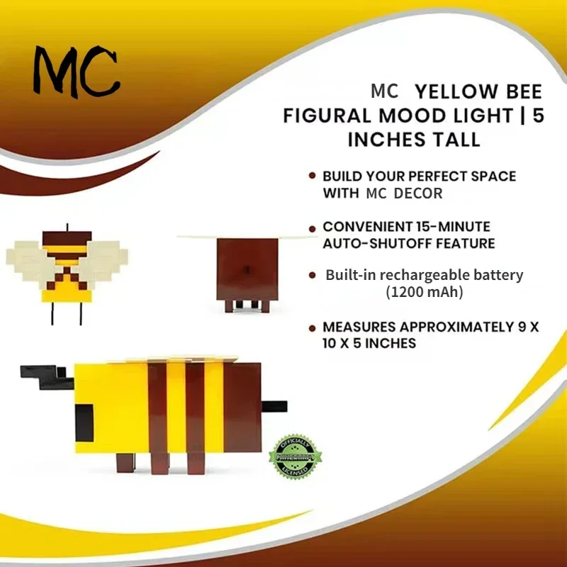 My World LED Toy Creative Bee Night Light MC Model Room Home Atmosphere Luminous Table Lamp Prezent dla dzieci