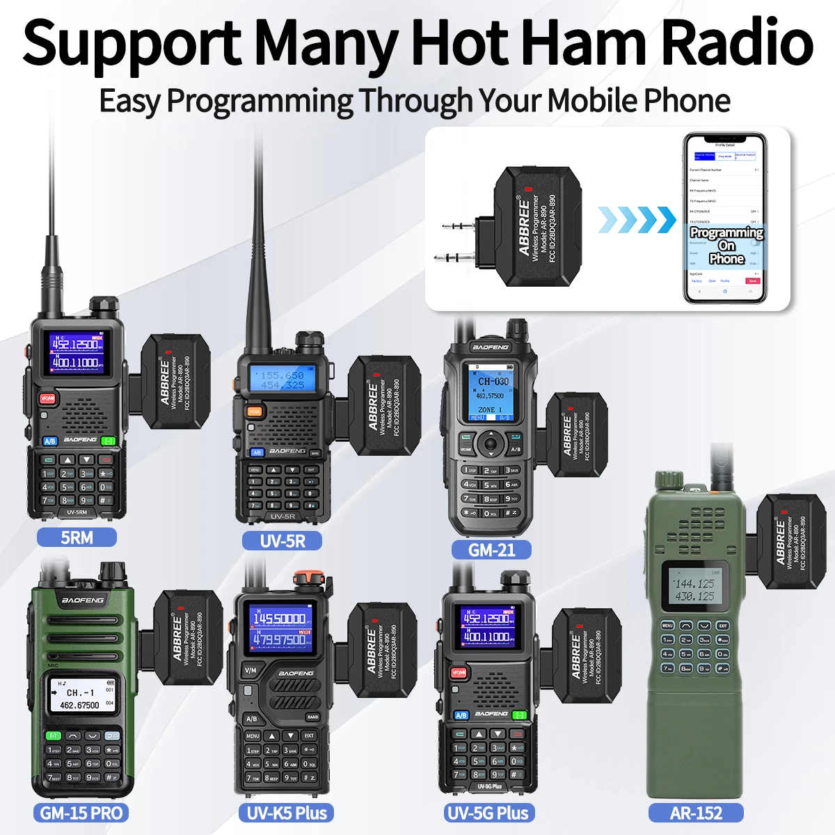 Programador sem fio bluetooth plug & play programação de aplicativo de telefone para baofeng walkie talkie UV-5R BF-888S UV-21 pro quansheng UV-K5