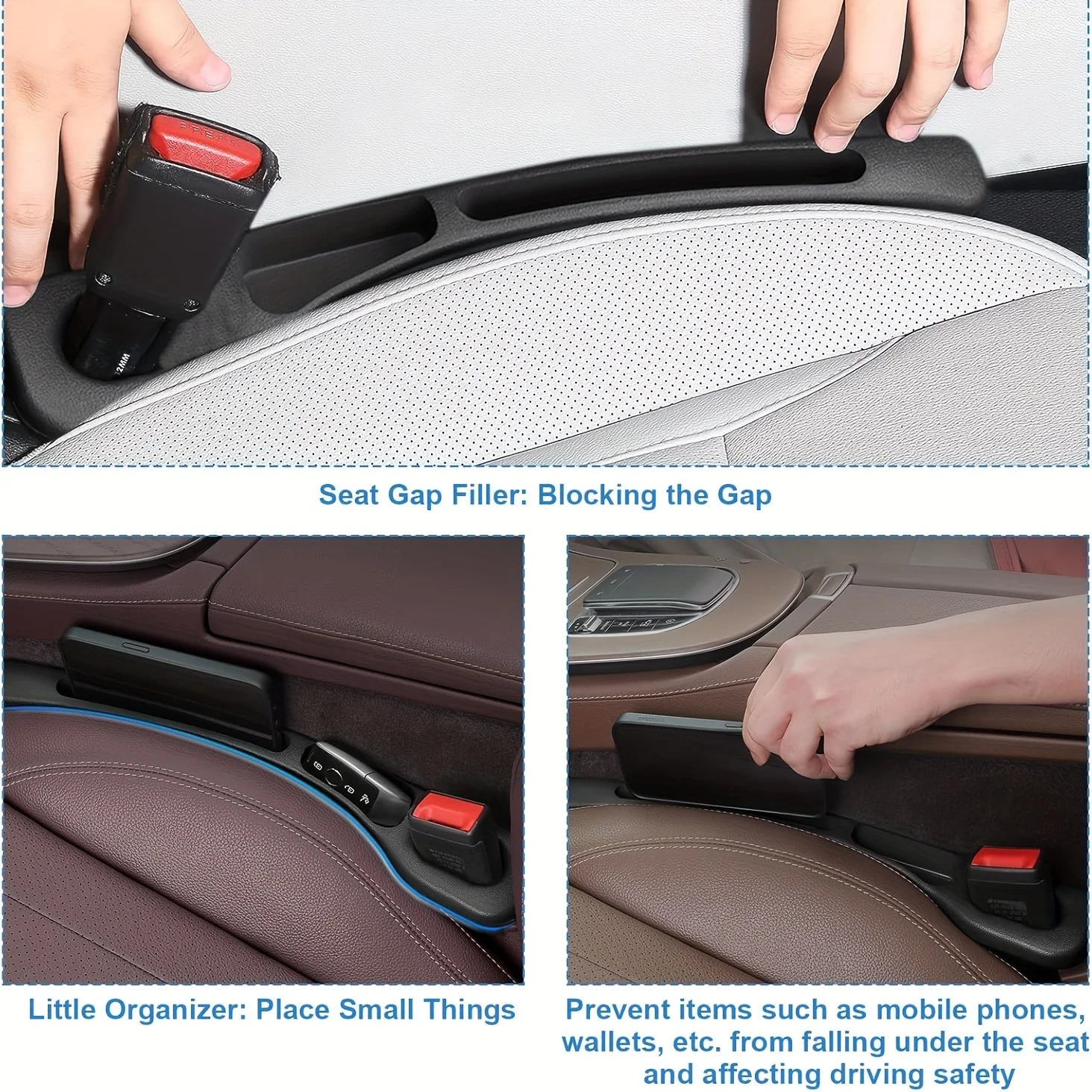 Seggiolino auto Gap Plug Striscia Prevenzione delle perdite delle cuciture del bordo Forniture interne per riporre gli oggetti anticaduta - Riempitore per spazi dell'automobile