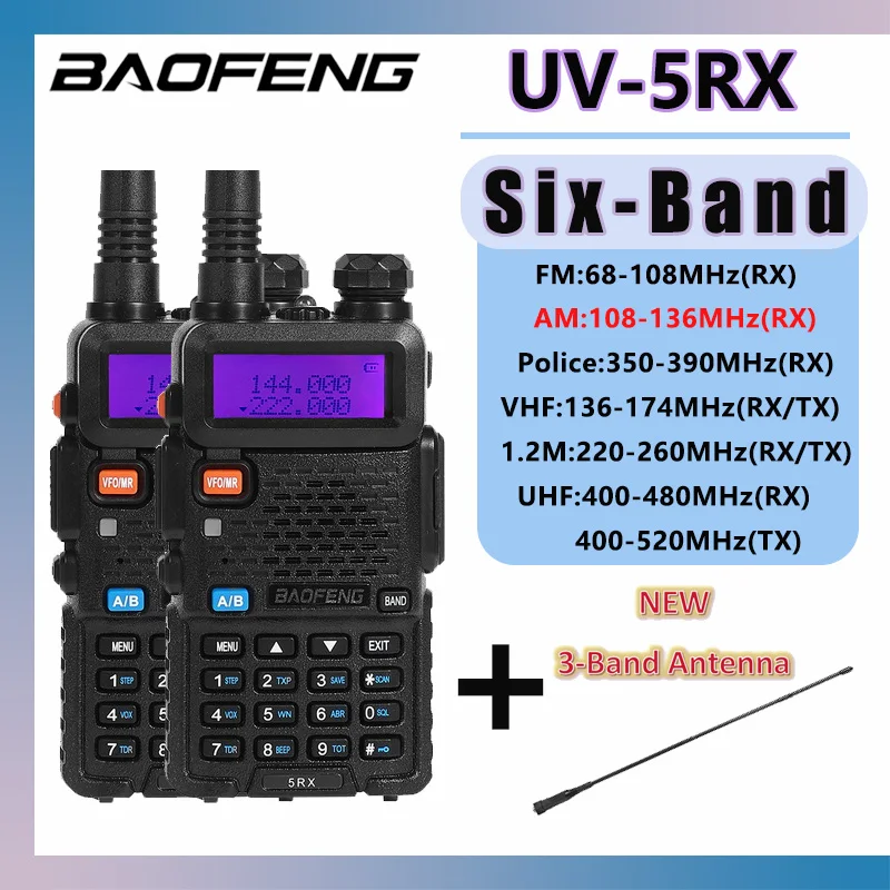 2pc baofeng 5rx 5w Multiband-Amateurfunk-Repeater am Aviation Band 1800mah 128ch tragbares Hand funkgerät