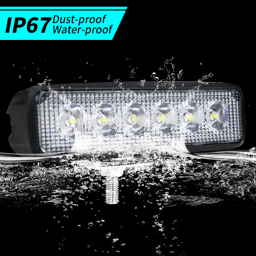 2 Pcs รถ LED Light Bar 12V 18W 6500K Super Bright Work Light IP67 จุดกันน้ําสีขาว Off Road head light ขับรถ