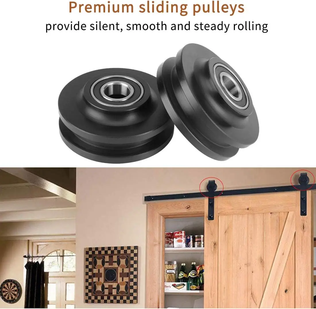 8 'double sliding barn door hardware track kit to fit 24 "wide door panels - smooth and very easy to install