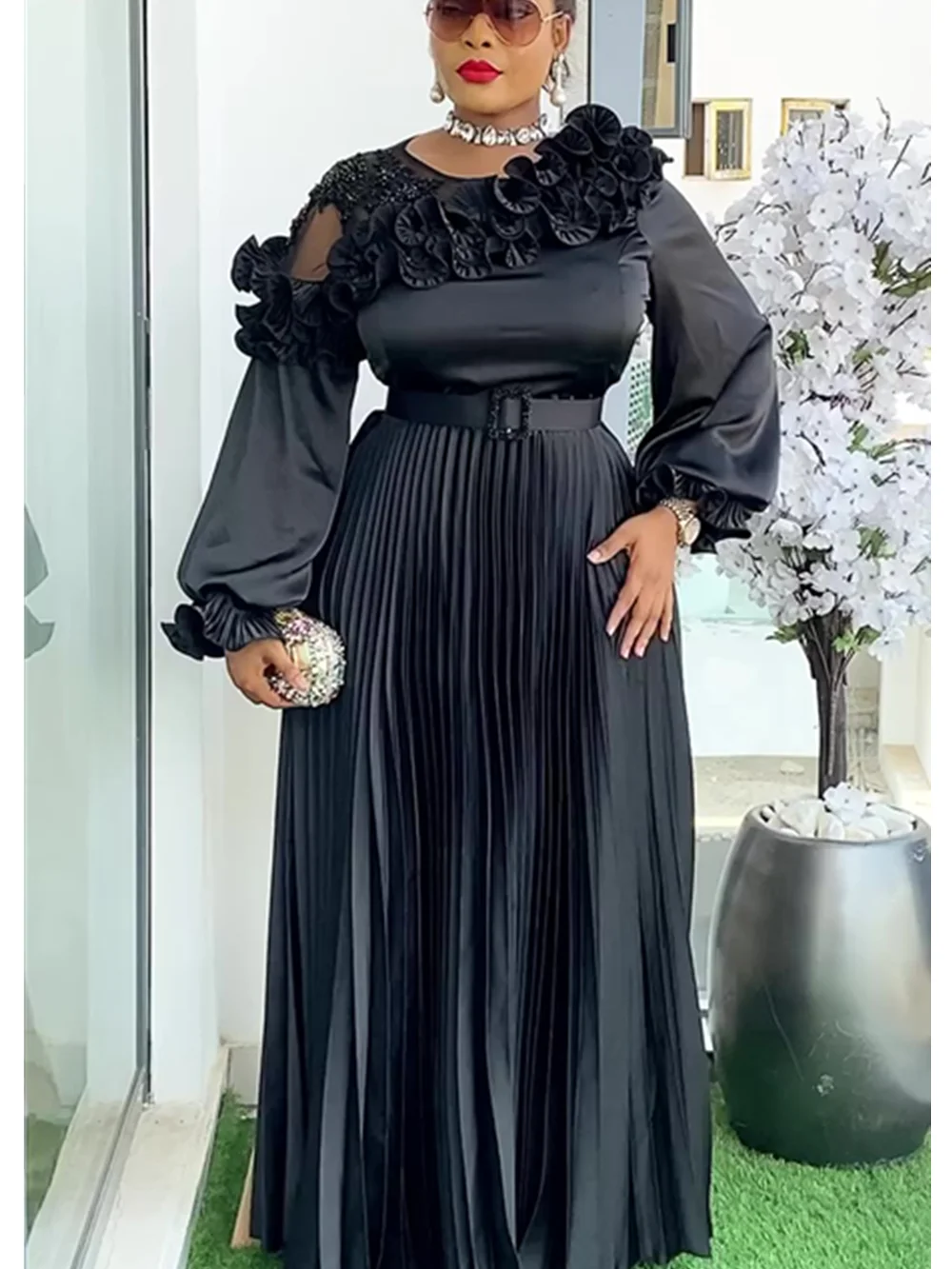 Vestidos de Noche de talla grande para mujer, vestido africano liso de lujo, vestido largo elegante de fiesta de boda turco, ropa Ankara para mujer