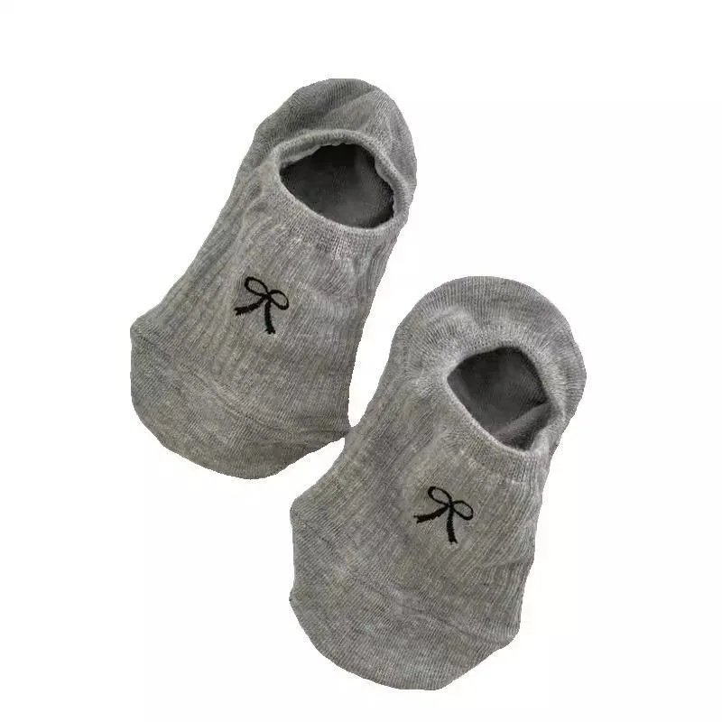5 pares de calcetines tobilleros para mujer, calcetines informales con estampado de lazo, transpirables, antideslizantes, con tacón, estilo coreano, Instagram