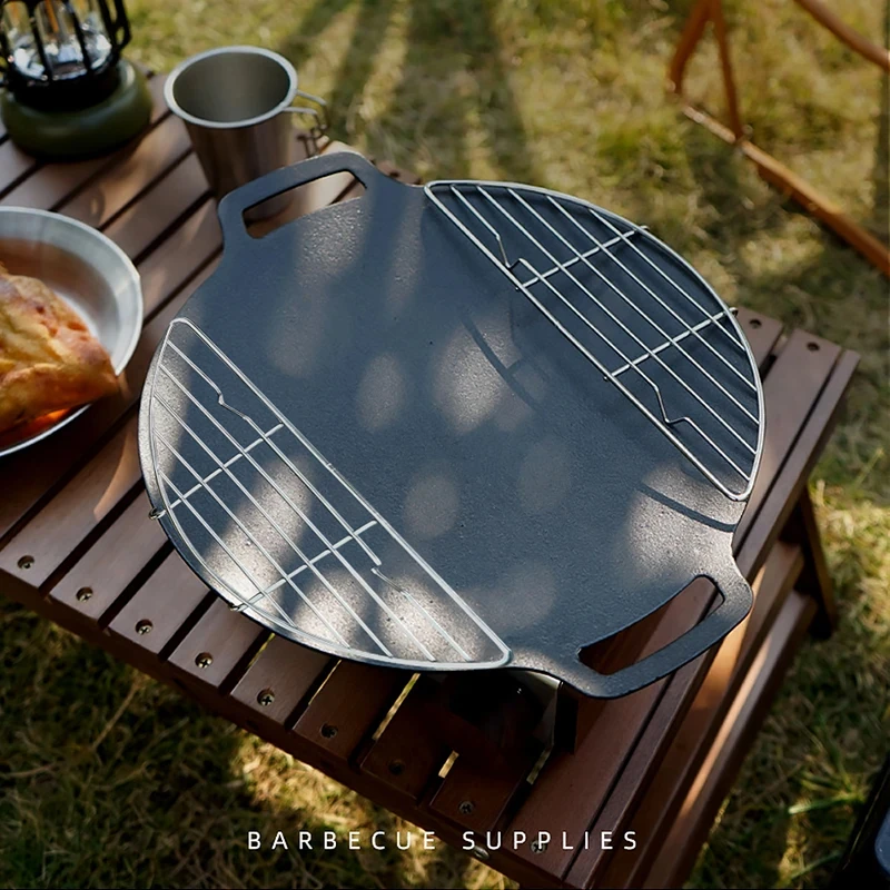 Red para barbacoa al aire libre, rejilla de vapor de acero inoxidable para acampar, sartén para barbacoa, drenaje de carne, parrilla antiquemaduras