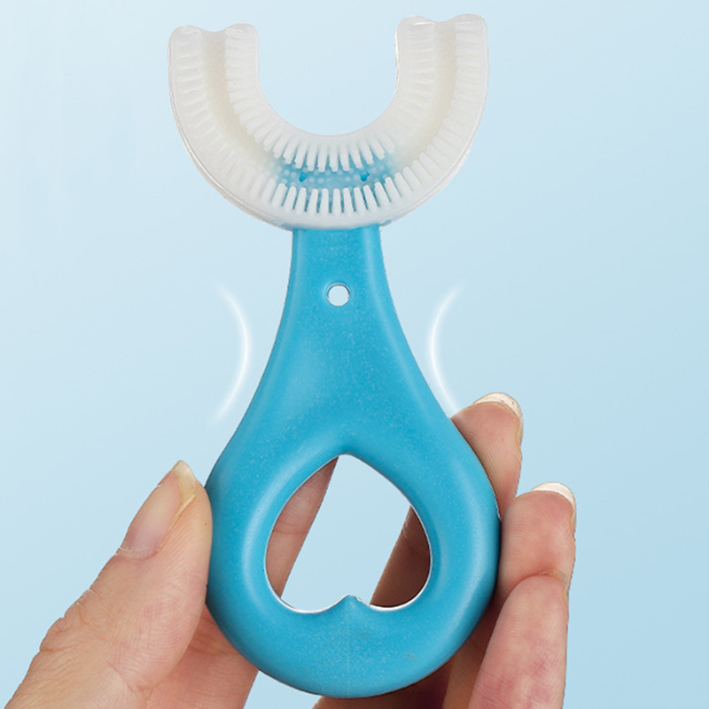U-Shape Toothbrush Infantil com Alça, Silicone, Oral Care, Escova de Limpeza, Presentes Do Bebê, 2-12 Idades, Crianças, Venda Quente