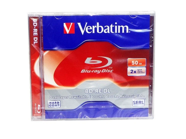 Диск Blu-Ray Verbatim BD-RE DL 50 ГБ 2 скорости BDRE Пустые диски Bluray Двухслойные перезаписываемые