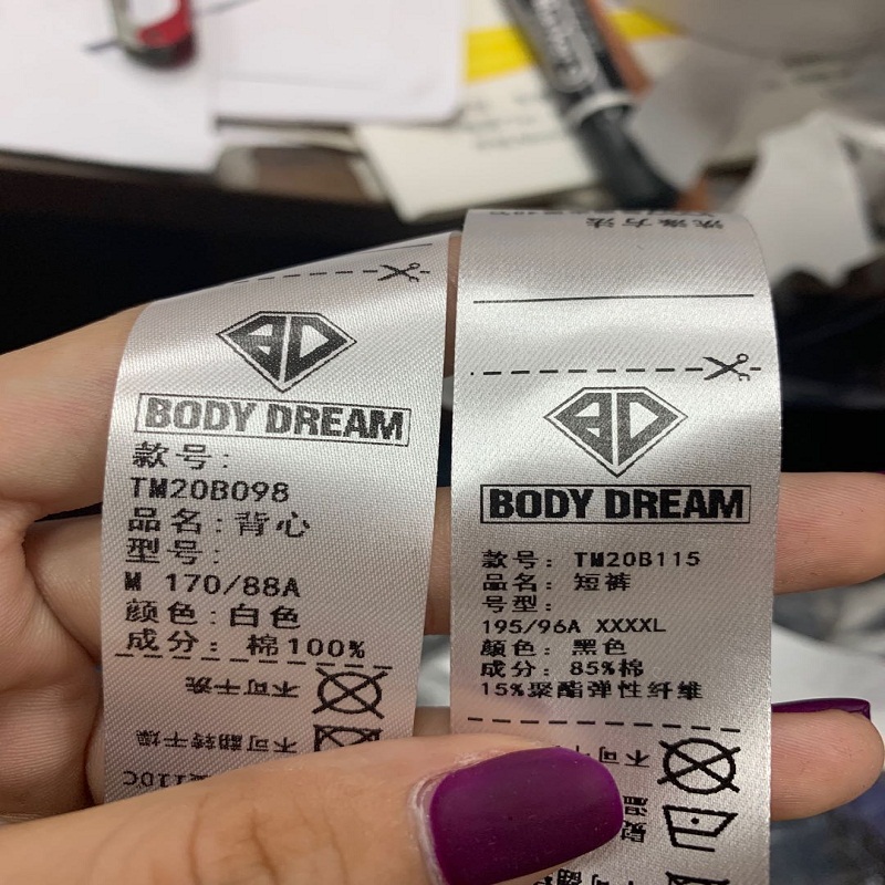 Etichetta di lavaggio del nastro di Nylon vuoto da 200 m/rotolo, nastro bianco nero per la stampa di etichette per abbigliamento etichetta di lavaggio nastro per la stampa di codici a barre