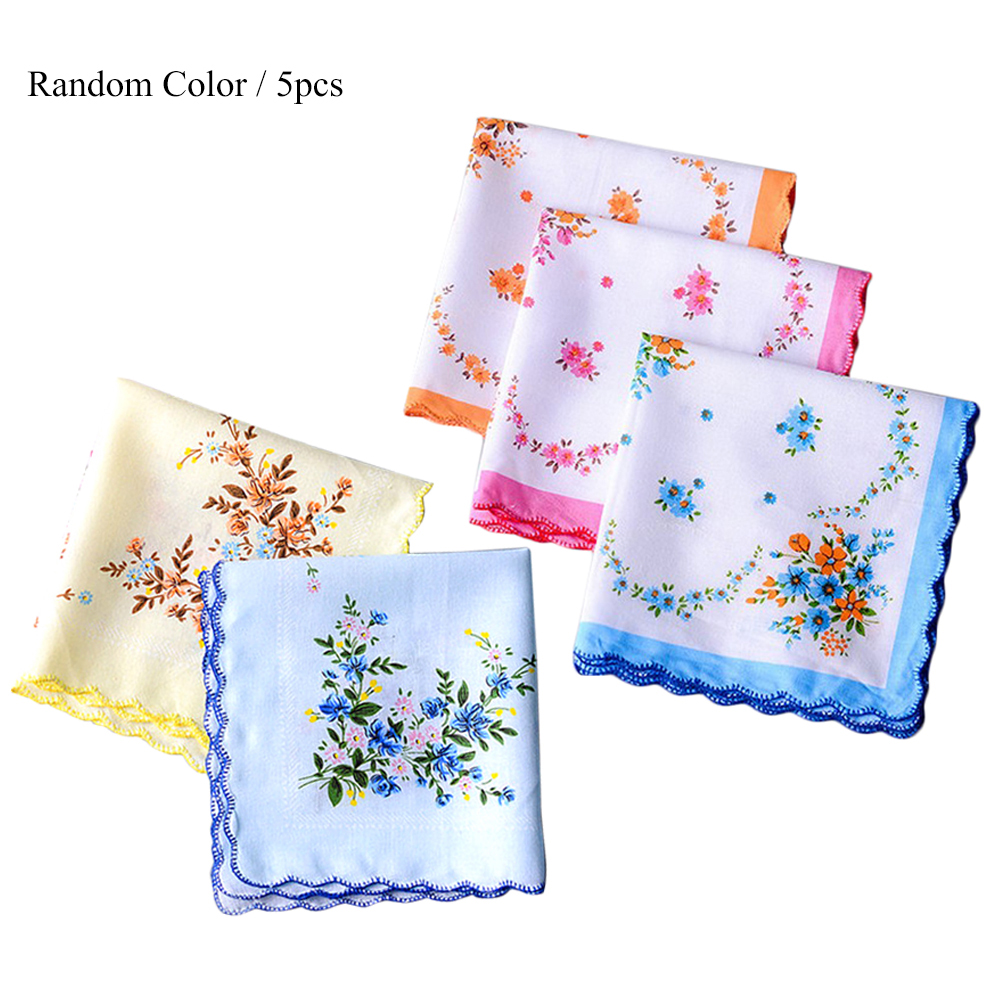5 個 30 × 30 センチメートル花ハンカチヴィンテージコットン女性ハンカチ刺繍蝶の花ハンカチ花レディースハンカチ