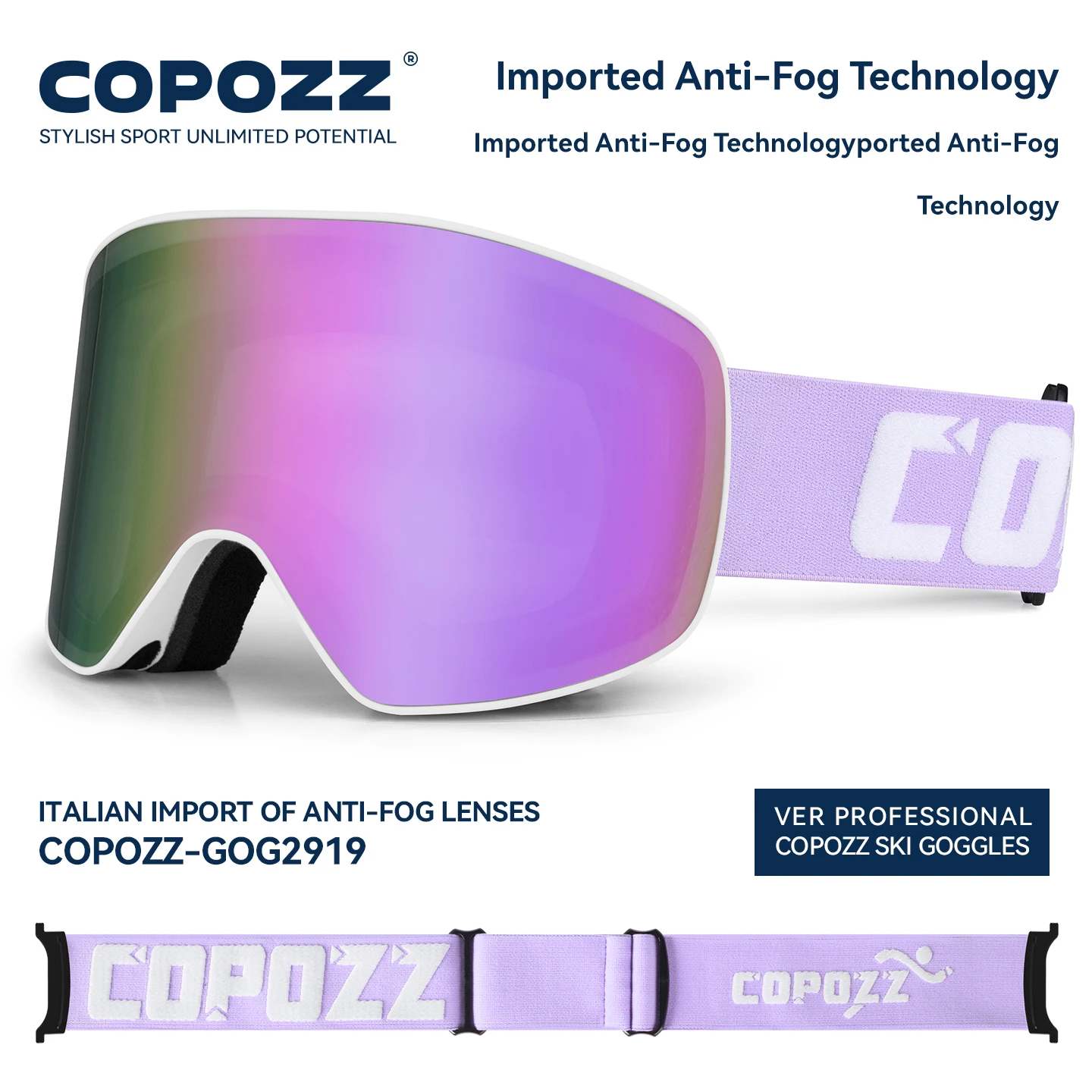 COPOZZ брендовые лыжные очки для мужчин и женщин, двухслойные большие очки для сноуборда, противотуманные очки UV400, лыжные очки для сноуборда