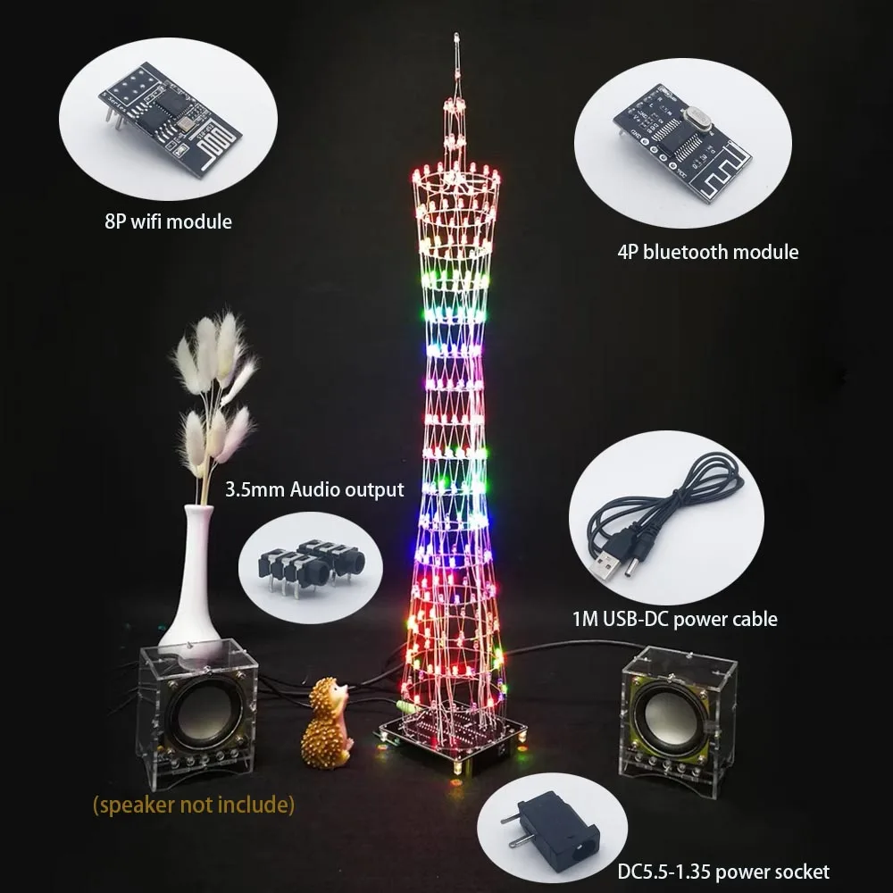 Tự Làm Điện Tử Bộ Tháp Quảng Châu Led Diy Hàn Dự Án Bluetooth WIFI Điều Khiển Nhiều Màu Sắc Sương Mù Nhấp Nháy Dự Án (Không Có Ốp Lưng)