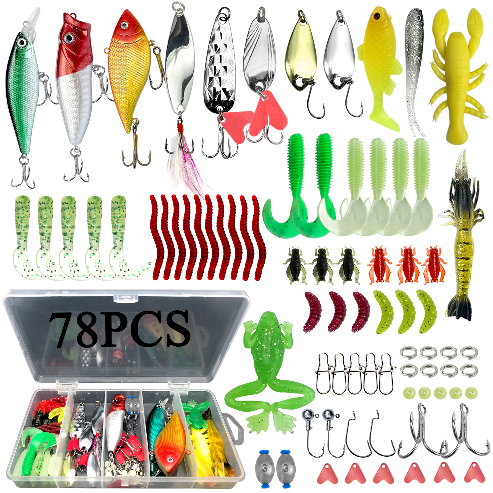 78/122/284 stücke Angel köder Kit für Top water Köder Rigs Tackle Kit für Bass Forelle Lachs Angel zubehör Hochwertige Lure-Bait-Sets für Lurefischen Komplettsets mit allen nötigen Komponenten