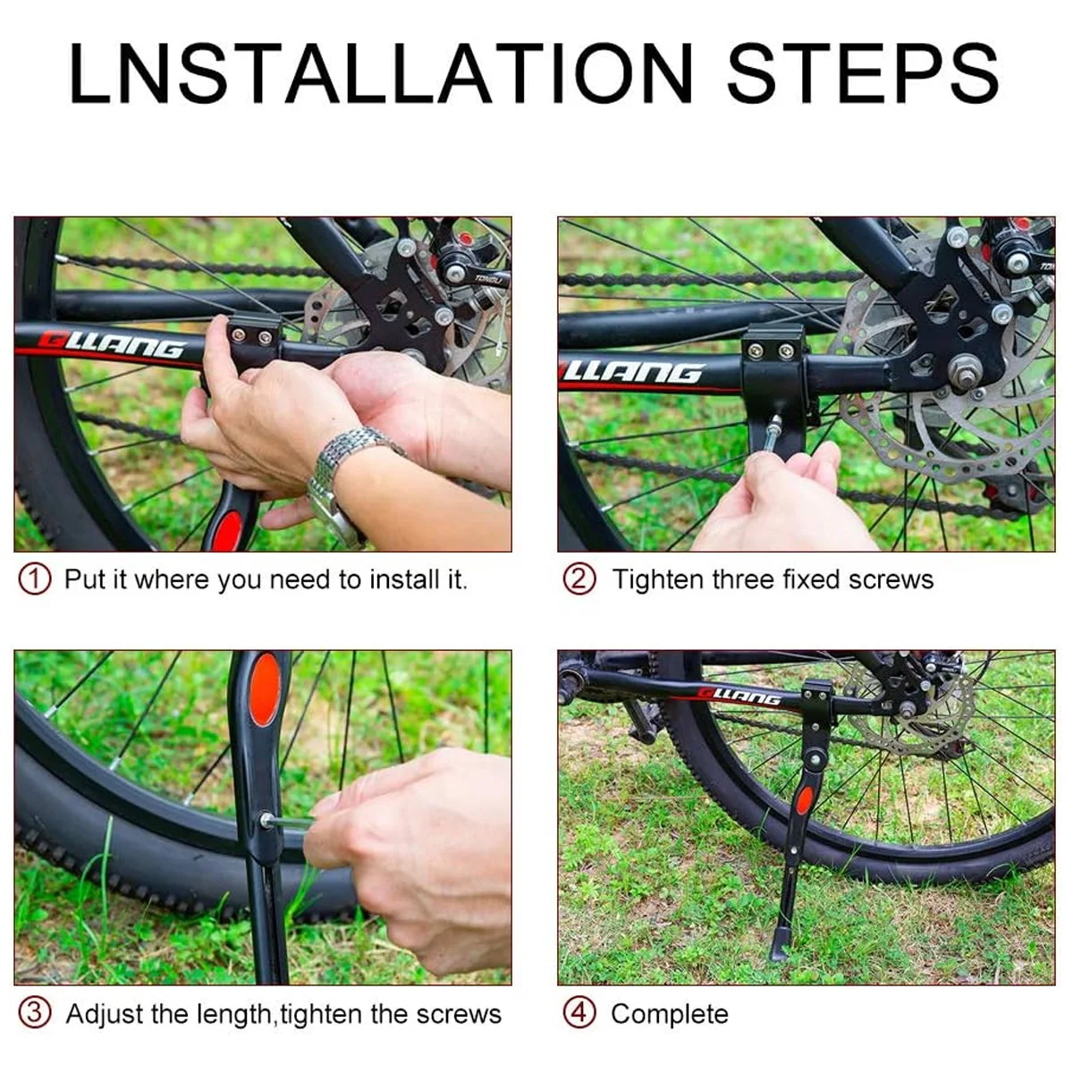 Adjustable Bicycle Kickstand Mountain Bike Kick Stand BMX MTB Side Stand Black Bicycle Rear Bracket 90 ° Rotating Foot Support